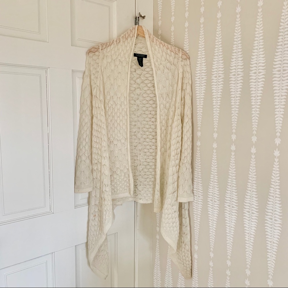 Ralph Lauren ivory mohair-wool-knit cardigan, XS